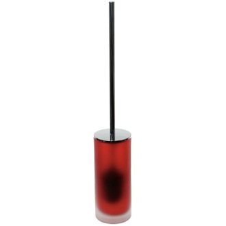 Toilet Brush Toilet Brush Holder, Red, Glass and Polished Chrome Steel Gedy TI33-06